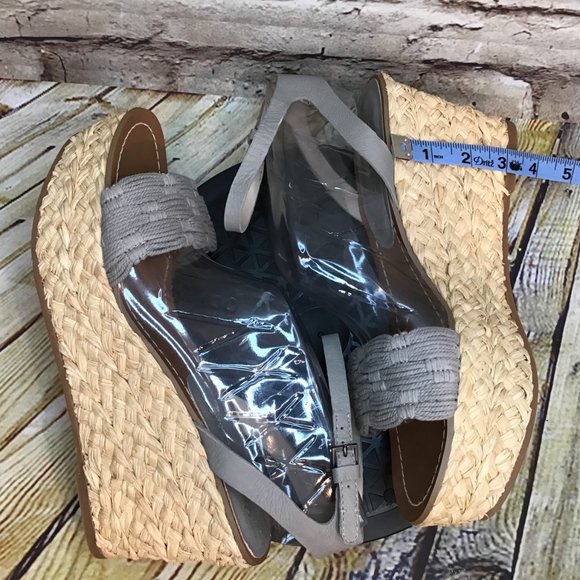 Splendid Women’s Gray Macramé Woven Open Toe Wicker Wedge Jute Platform Sandals - Picture 5 of 9